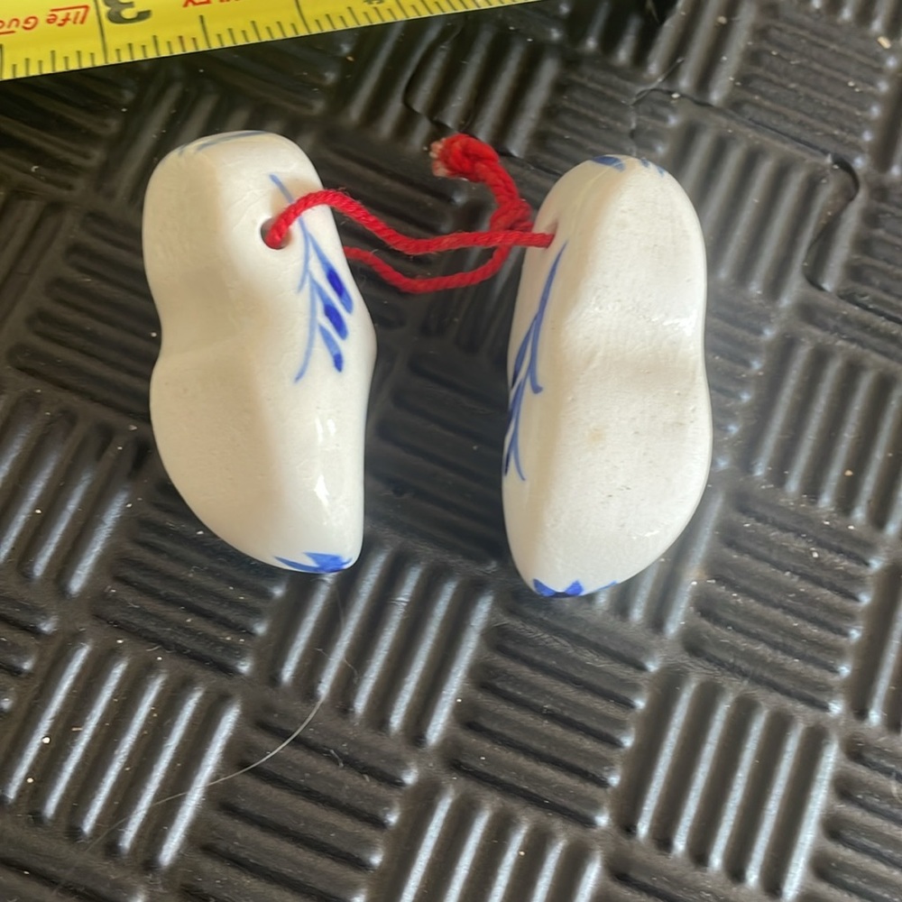 vintage Christmas dutch blue mini shoes windmill porcelain clogs - Picture 4 of 6